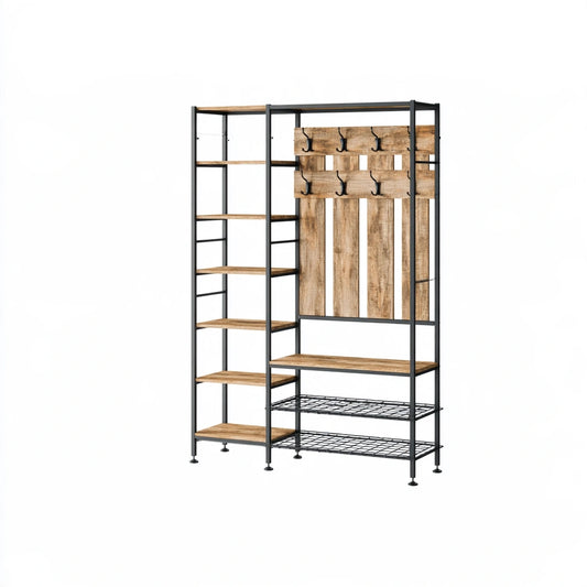 Kledingrek van hout, kleur bruin en zwart