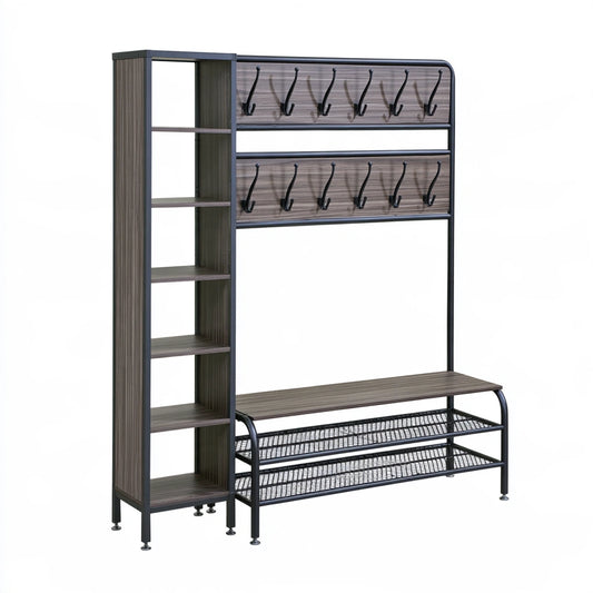 Kledingrek van hout, kleur bruin en zwart