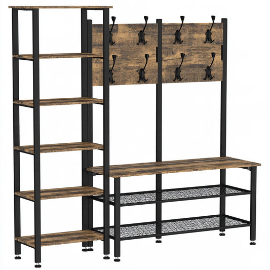 Kledingrek van hout, kleur bruin en zwart