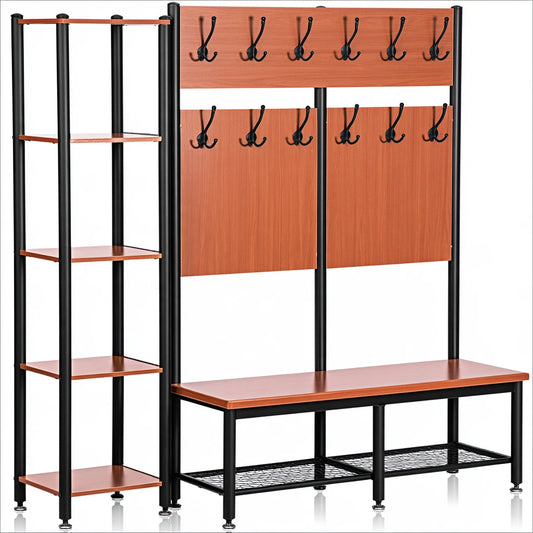 Kledingrek van hout, kleur bruin en zwart