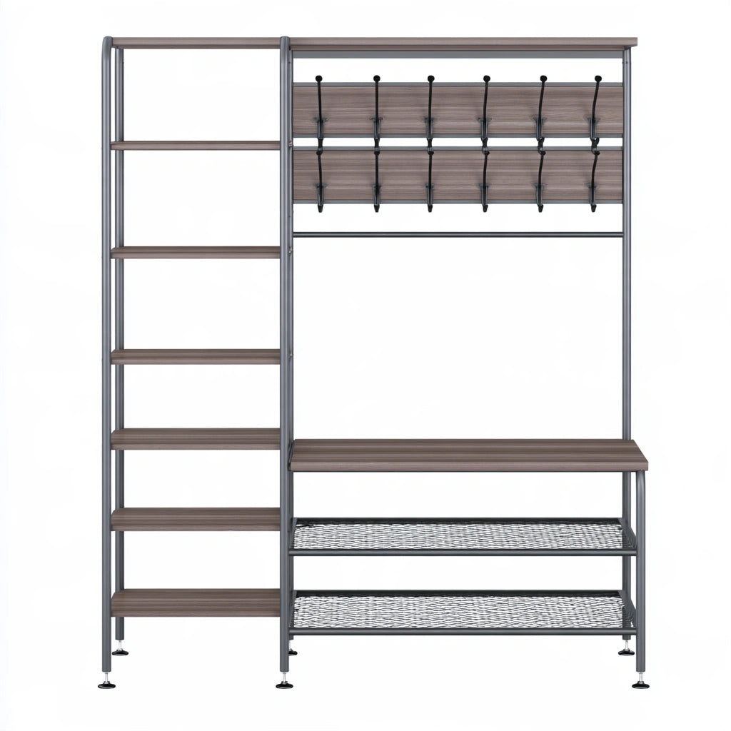 Kledingrek van hout, kleur bruin en zwart