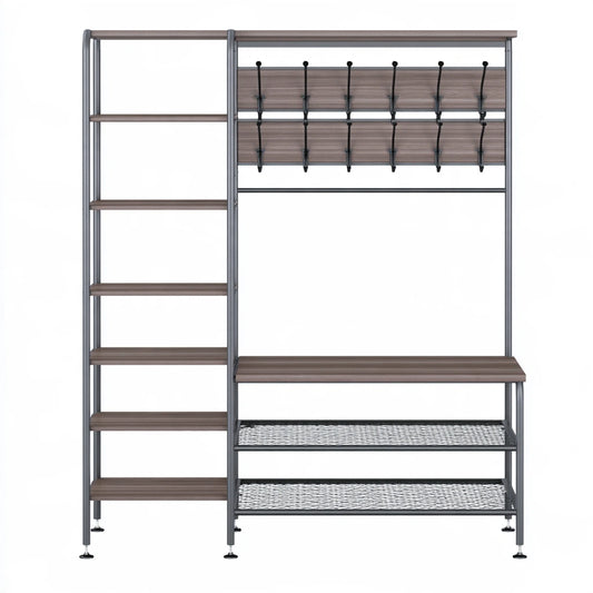 Kledingrek van hout, kleur bruin en zwart