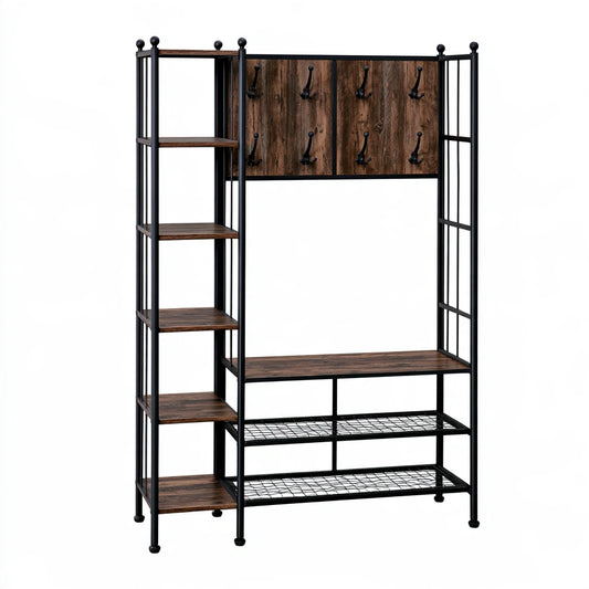 Kledingrek van hout, kleur bruin en zwart